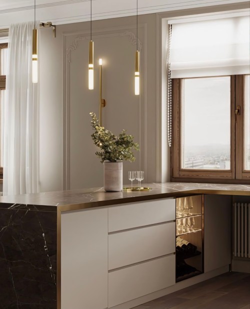 Kuchnia drewno i biel inspiracje styl glamour