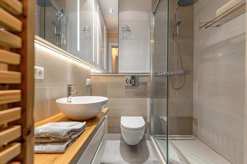 Mała łazienka na poddaszu z prysznicem