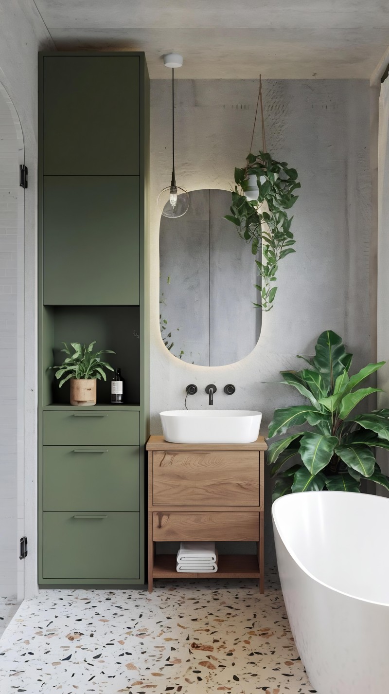 Szałwiowa zieleń w łazience