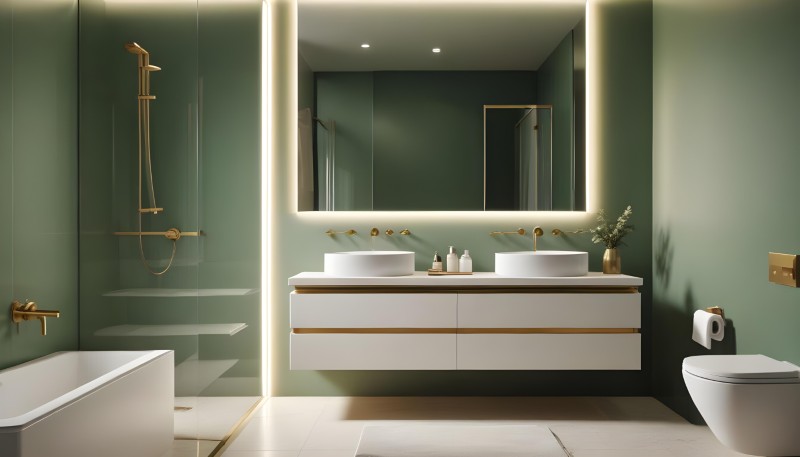 Szałwiowa zieleń w łazience